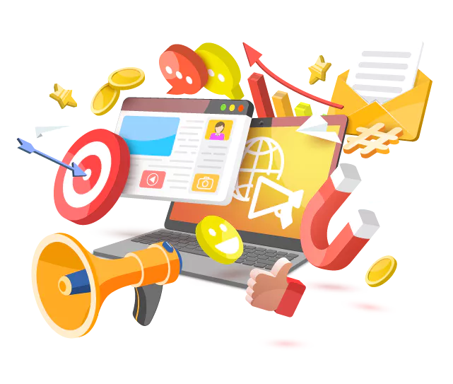 Stock image of various marketing icons.